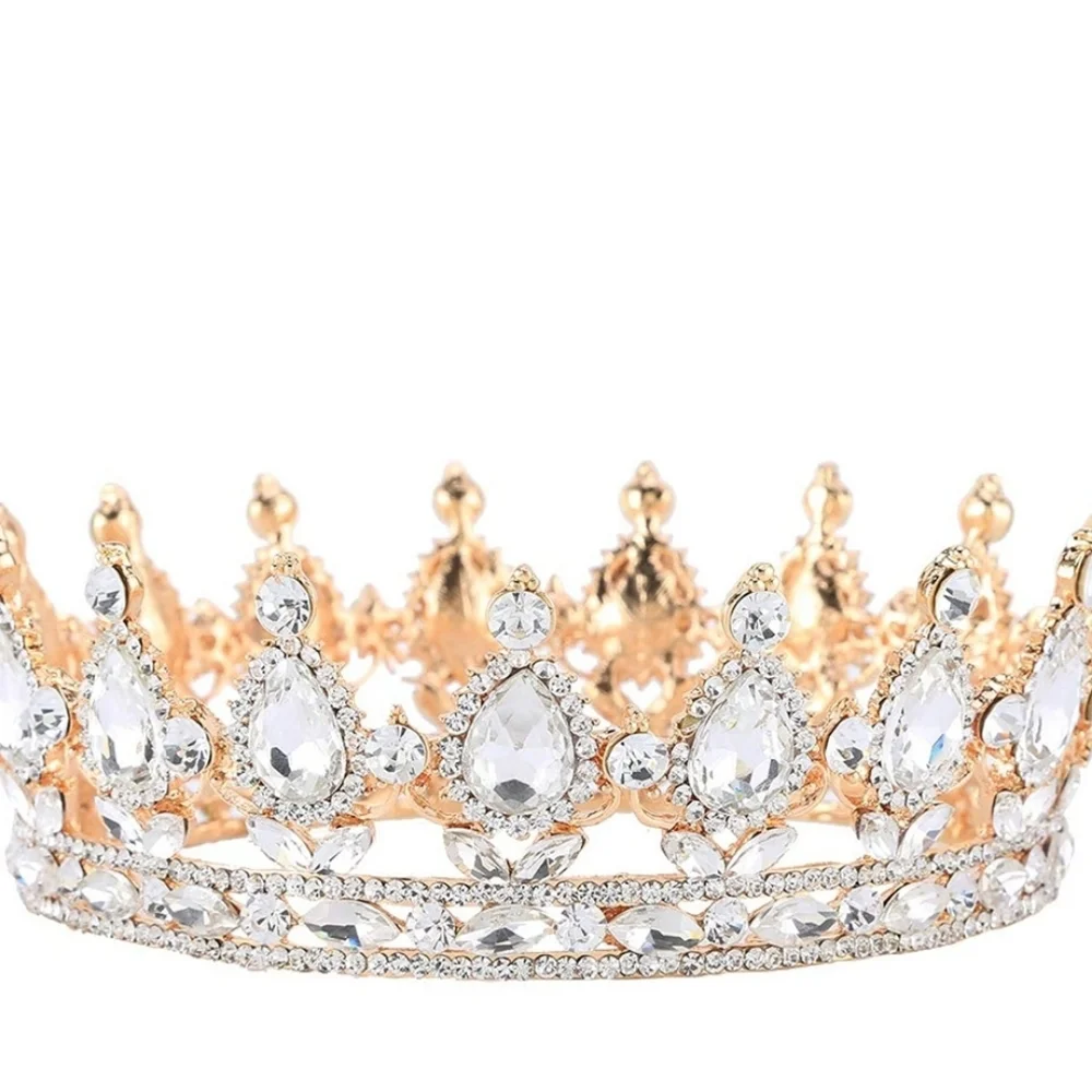 Gold Plated Crystal Rhinestone Full Circle Tiara Crown